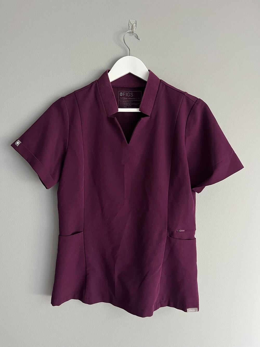 FIGS Scrub Top Women's S Wine Purple Technical Collection Workwear Uniform